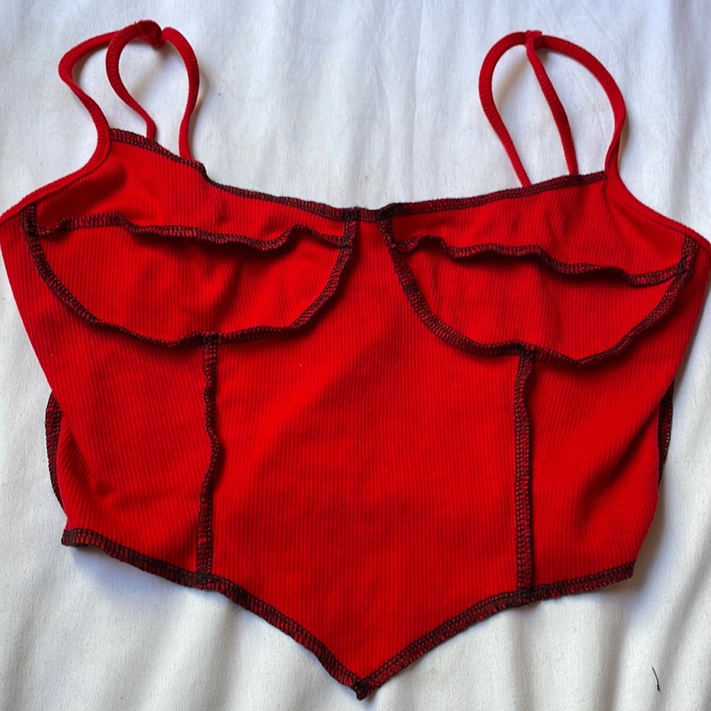 Red & Black Crop Top